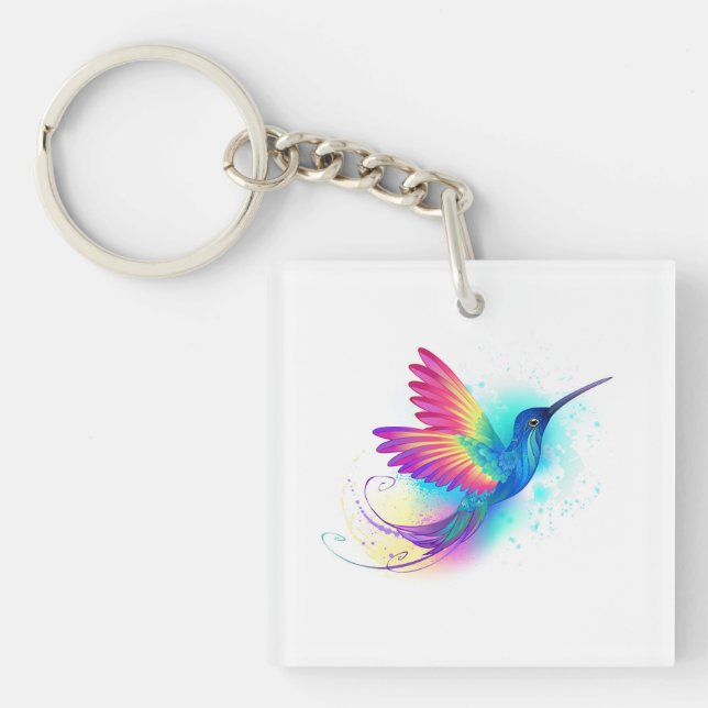 Exotic Rainbow Hummingbird Key Ring (Front)