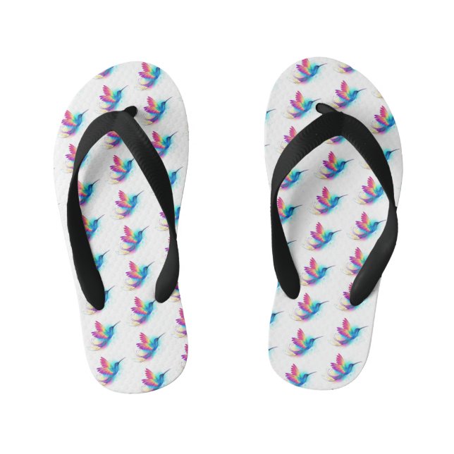 Exotic Rainbow Hummingbird Kid's Flip Flops (Footbed)