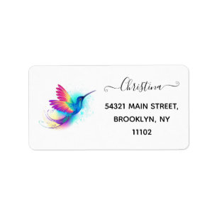 Exotic Rainbow Hummingbird Label