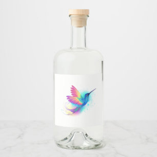 Exotic Rainbow Hummingbird Liquor Bottle Label