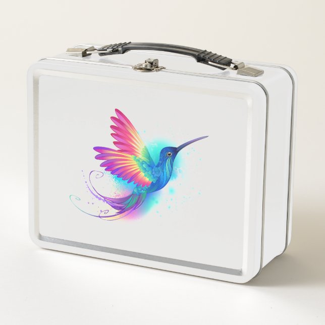 Exotic Rainbow Hummingbird Metal Lunch Box (Front)