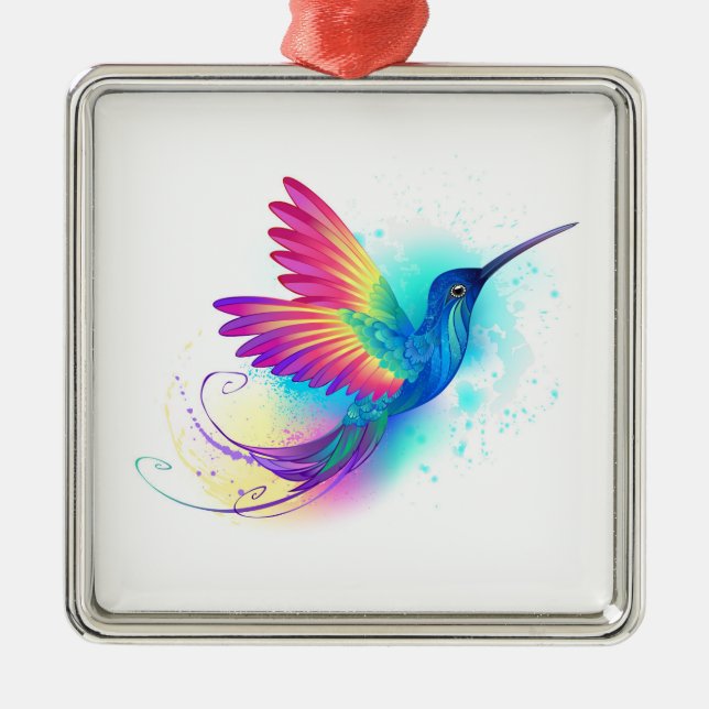 Exotic Rainbow Hummingbird Metal Tree Decoration (Front)