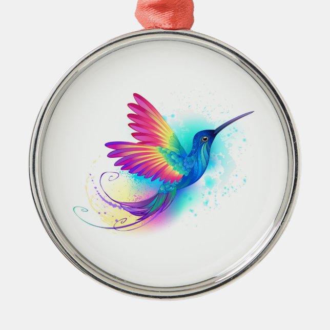 Exotic Rainbow Hummingbird Metal Tree Decoration (Front)