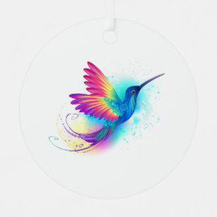 Exotic Rainbow Hummingbird Metal Tree Decoration