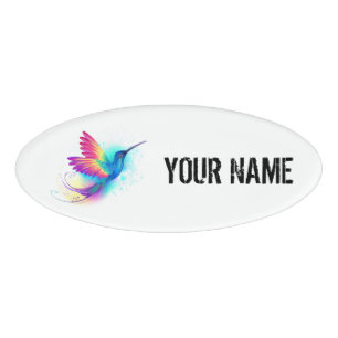 Exotic Rainbow Hummingbird Name Tag