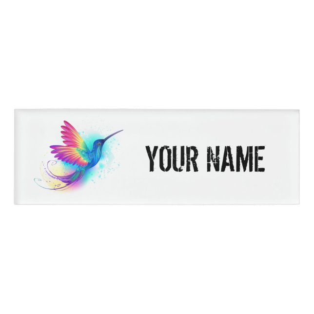 Exotic Rainbow Hummingbird Name Tag (Front)