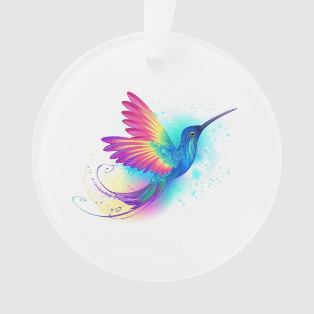 Exotic Rainbow Hummingbird Ornament (Front)