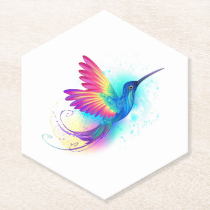 Exotic Rainbow Hummingbird Paper Coaster
