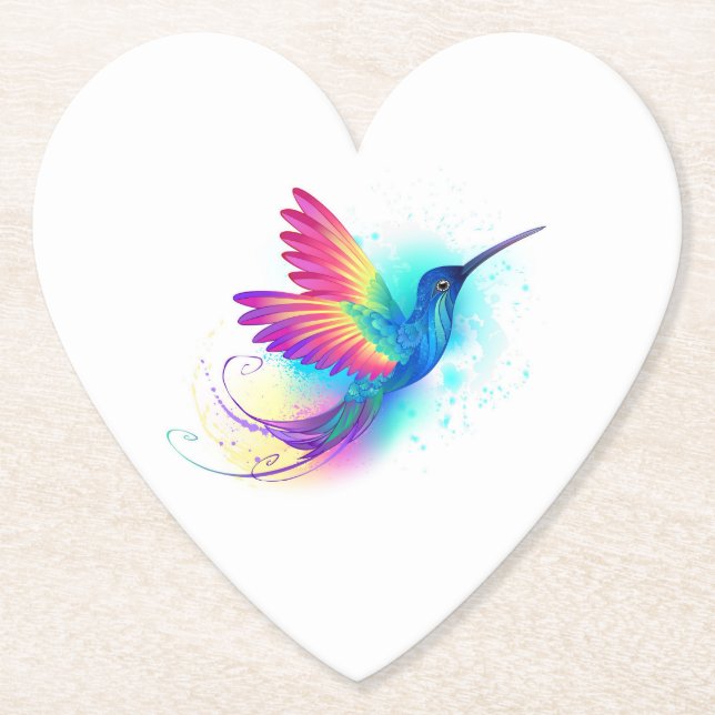 Exotic Rainbow Hummingbird Paper Coaster (Front)