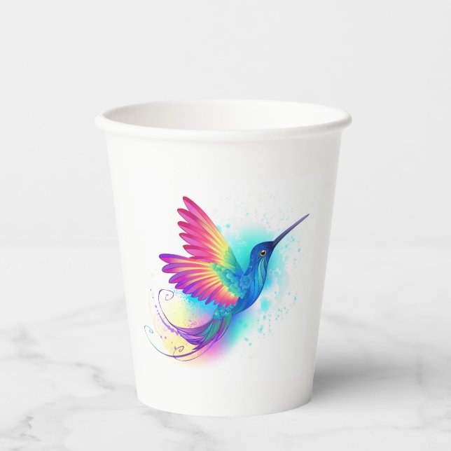 Exotic Rainbow Hummingbird Paper Cups (Front)