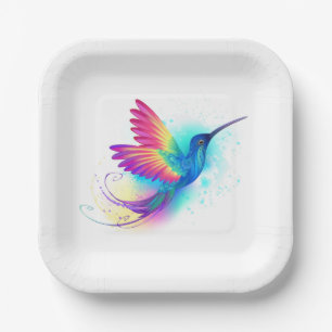 Exotic Rainbow Hummingbird Paper Plate