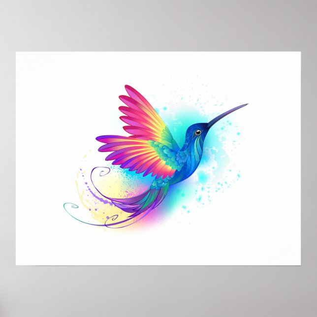Exotic Rainbow Hummingbird Poster (Front)