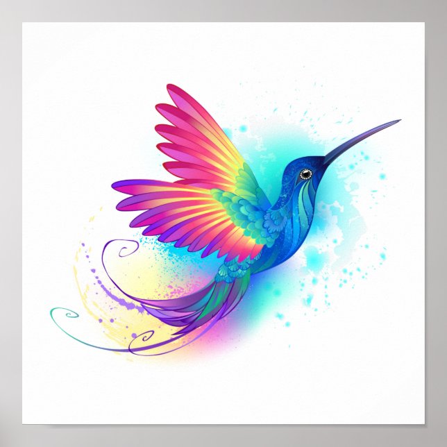 Exotic Rainbow Hummingbird Poster (Front)