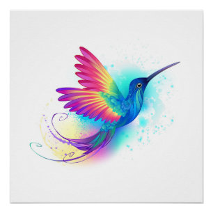 Exotic Rainbow Hummingbird Poster