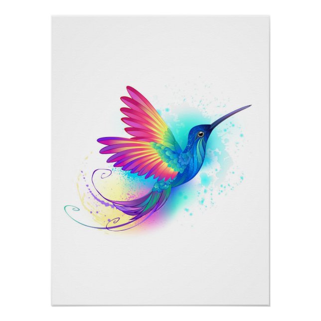 Exotic Rainbow Hummingbird Poster (Front)