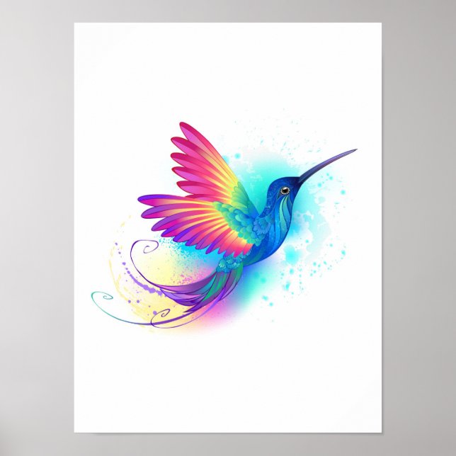 Exotic Rainbow Hummingbird Poster (Front)