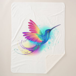Exotic Rainbow Hummingbird Sherpa Blanket