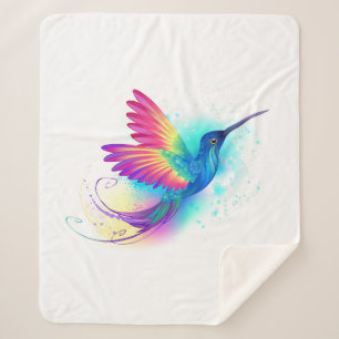 Exotic Rainbow Hummingbird Sherpa Blanket