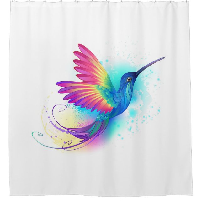 Exotic Rainbow Hummingbird Shower Curtain (Front)