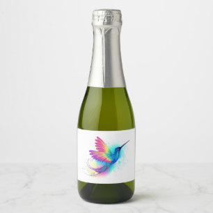 Exotic Rainbow Hummingbird Sparkling Wine Label