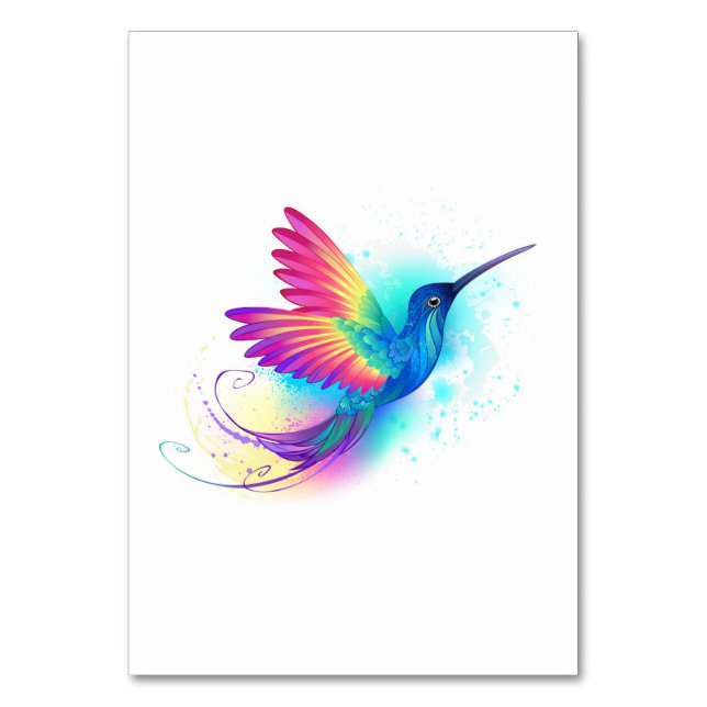 Exotic Rainbow Hummingbird Table Number (Front)