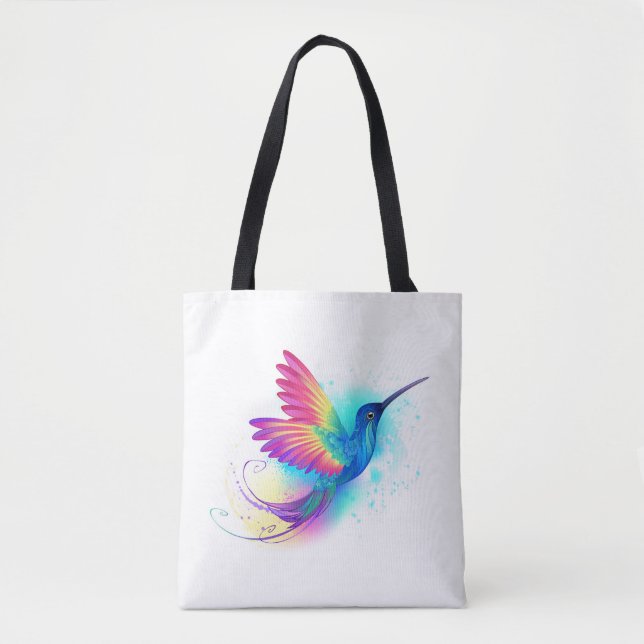 Exotic Rainbow Hummingbird Tote Bag (Front)