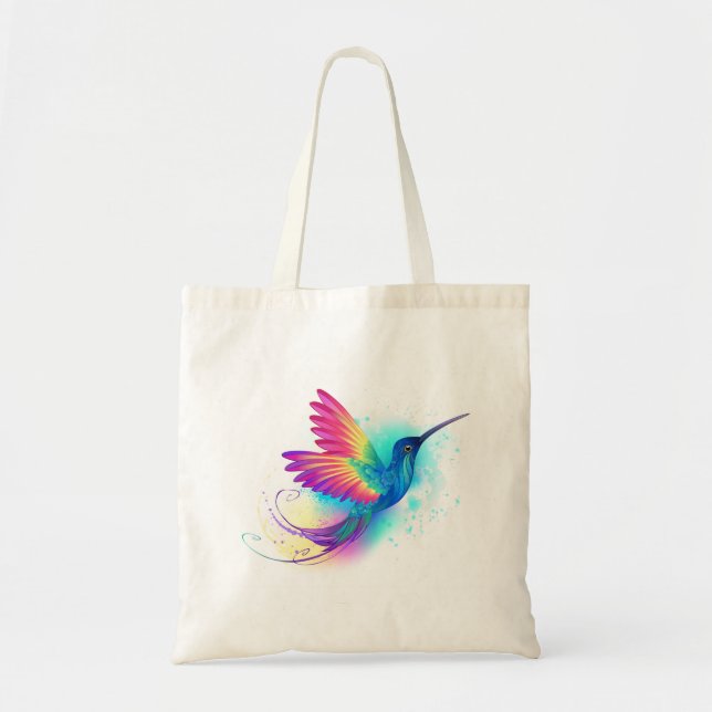 Exotic Rainbow Hummingbird Tote Bag (Front)