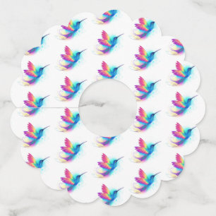 Exotic Rainbow Hummingbird Wine Glass Tag