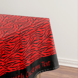 Exotic Red Black Animal Stripe Pattern Personalize Tablecloth