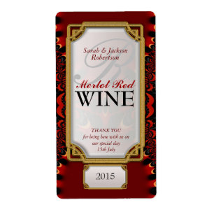Exotic Red Black Lace Custom Wine Bottle Labels