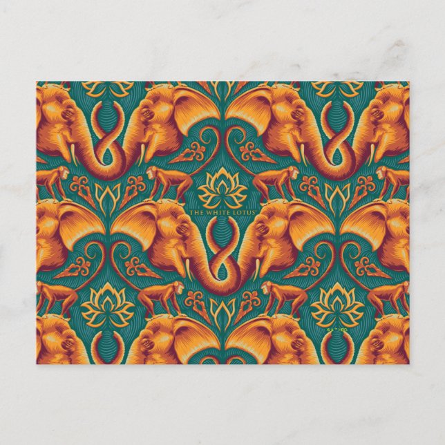 Exotic Safari Tapestry Pattern - The White Lotus Postcard (Front)