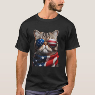 Exotic Shorthair Cat 4th Of July Independence Day  T-Shirt