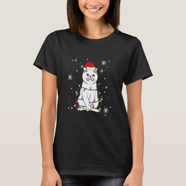 Exotic Shorthair Cat Christmas Lights Christmas Ca T-Shirt (Front)