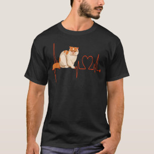 Exotic Shorthair Cat Heartbeat EKG Cat Mum Cat Dad T-Shirt