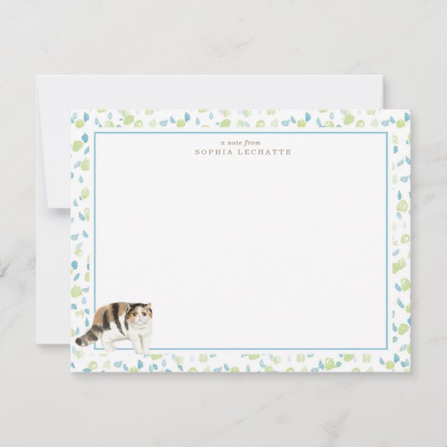 Exotic Shorthair Cat Personalised Stationery Card (Front)
