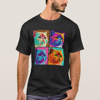 Exotic Shorthair Cat Pop Illustration Colourful T-Shirt
