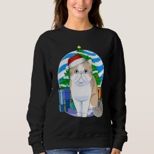 Exotic Shorthair Cat Santa Christmas Tree Decor Sweatshirt