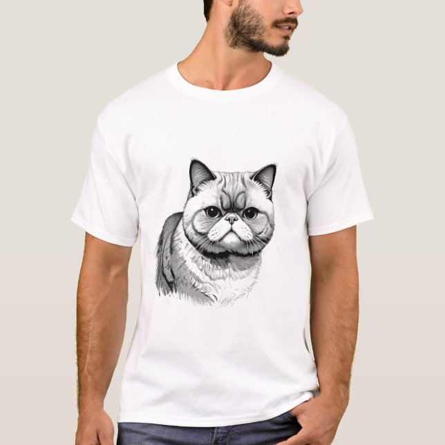 Exotic Shorthair Cat Sketch Men's T-Shirt (Front)