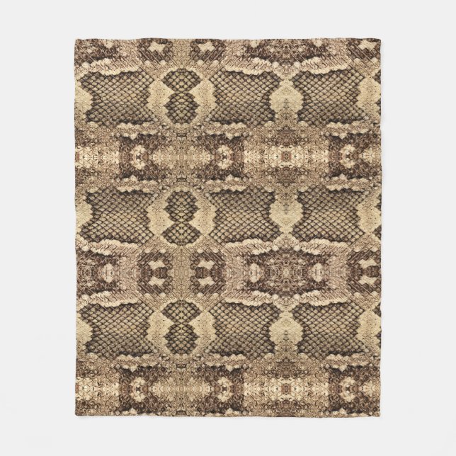 Exotic snake skin animal print pattern modern bold fleece blanket (Front)