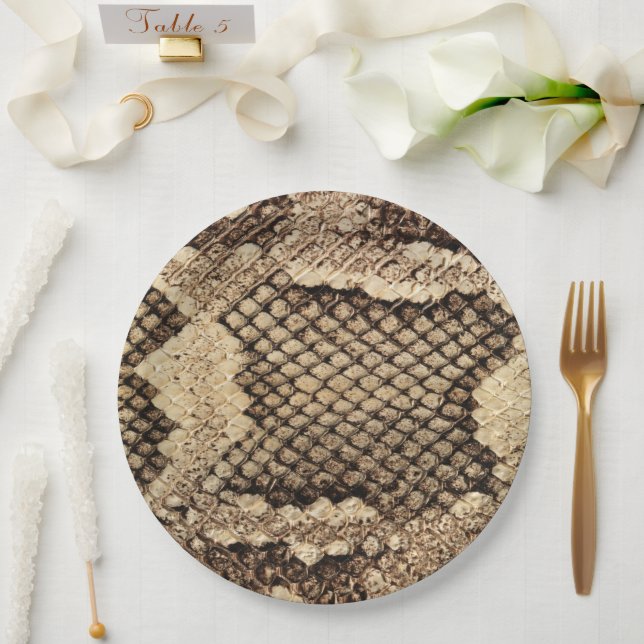 Exotic snake skin animal print pattern modern paper plate (Wedding)