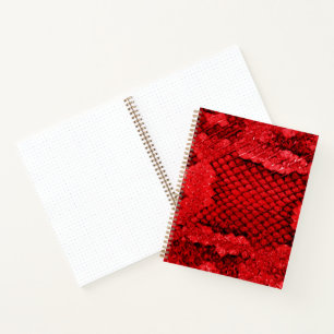 Exotic snake skin animal print pattern modern red notebook
