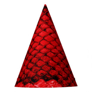 Exotic snake skin animal print pattern modern red party hat