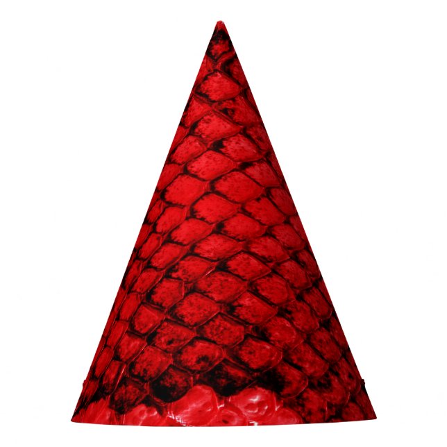 Exotic snake skin animal print pattern modern red party hat (Front)