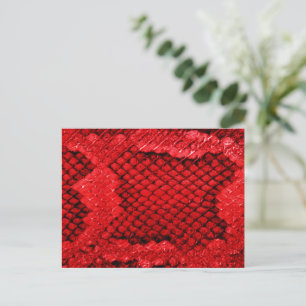 Exotic snake skin animal print texture pattern red holiday postcard