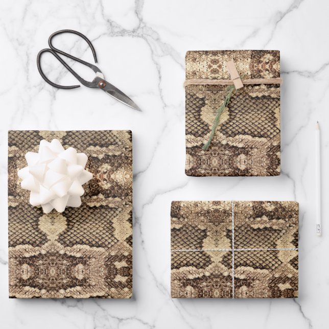Exotic snake skin animal print texture pattern wrapping paper sheet (Front)