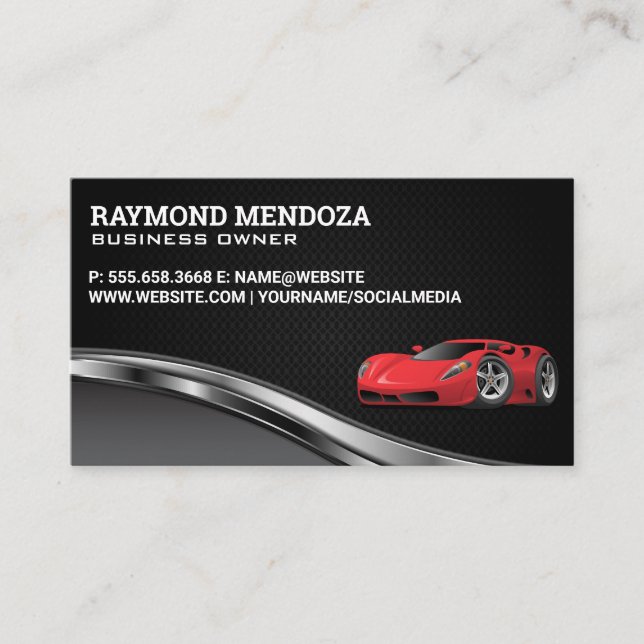 Exotic Sports Car | Red Italian | Auto Service Business Card (Front)