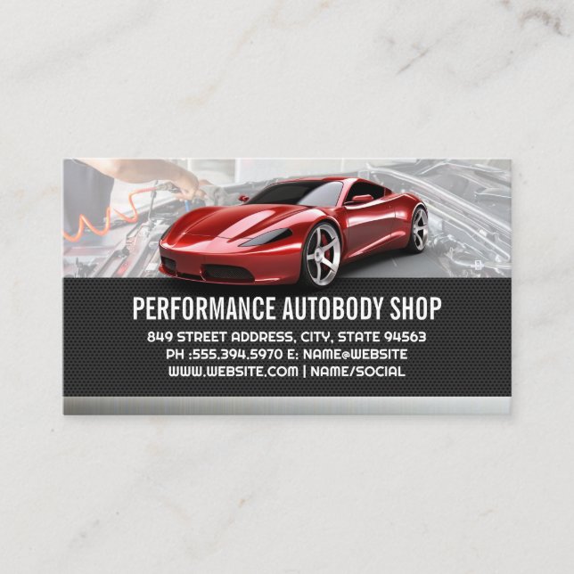 Exotic Sports Car Vehicle | Mechanic Services Business Card (Front)