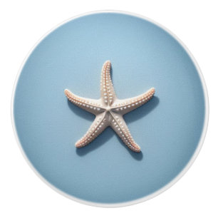 Exotic Starfish with Blue Background Ceramic Knob