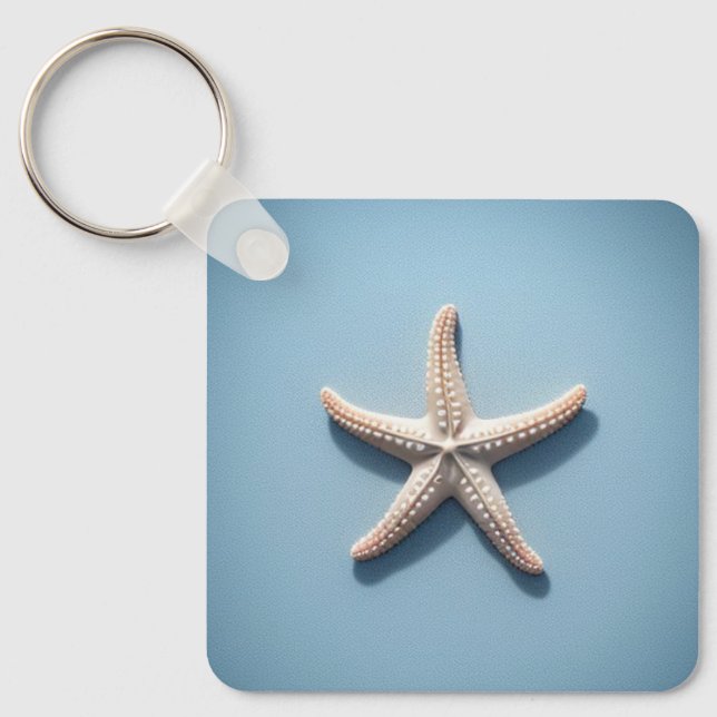 Exotic Starfish with Blue Background Key Ring (Front)