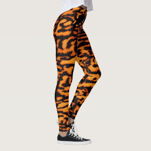 Exotic Stripped Big Cat Safari Deep Orange Leggings
